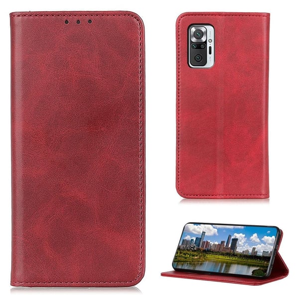 Wallet-style ægte Læder Flipcase til Xiaomi Redmi Note 10 Pro / Pro Max - Rød
