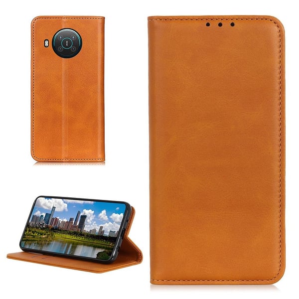 Wallet-style ægte Læder Flipcase til Nokia X10 / X20 - Brun