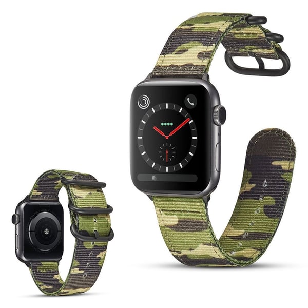 Apple Watch Series 4 44 mm kamuflasjefarget nylonklokkebånd - Kamuflasje Mørkegrønn