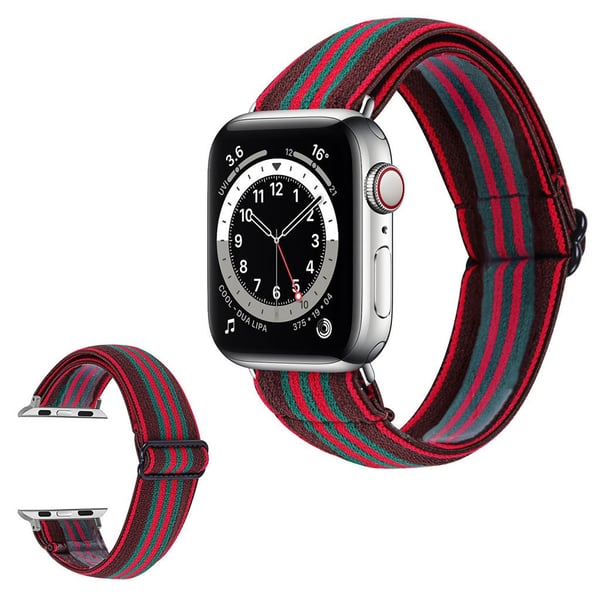 Apple Watch 40 mm elastisk klokkerem med stilig mønster - Grønn / Rød Linje