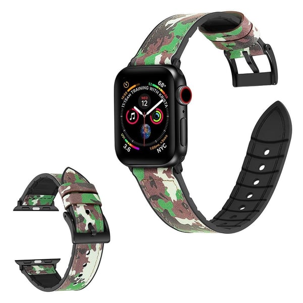 Apple Watch Series 6 / 5 44 mm mønsterarmbånd i skinn - Kamuflasjegrønn