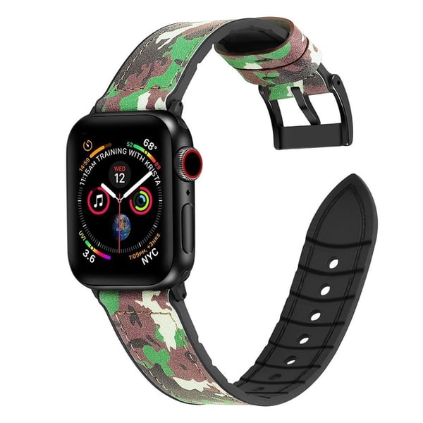 Apple Watch Series 6 / 5 40 mm mønstret lærarmbånd - Kamuflasjegrønn