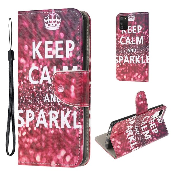 Wonderland Samsung Galaxy A03s Flippetui - Keep Calm og Sparkle