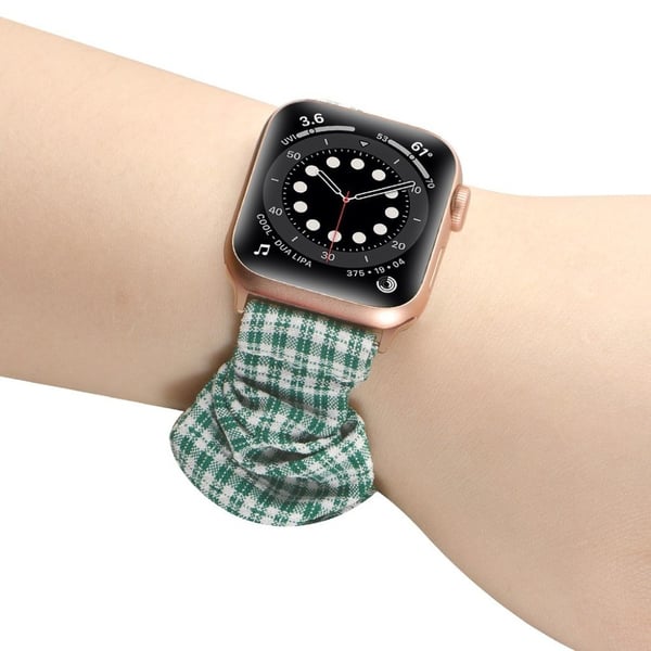 Apple Watch 40 mm elastisk klokkerem i hårbåndstil - Grønn Rutete / Størrelse: L