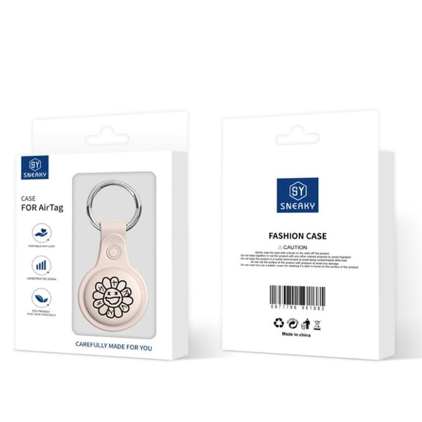 AirTags söpö kuvio silikonisuojus avainrenkaalla - Piirustus Auringonkukka