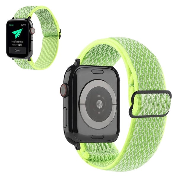 Apple Watch 40 mm klokkerem i nylon med bølgemønster - Gulgrønn