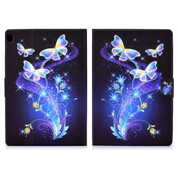 Lenovo Tab M10 stilig lærveske med mønster - Sommerfugler Og Blomster
