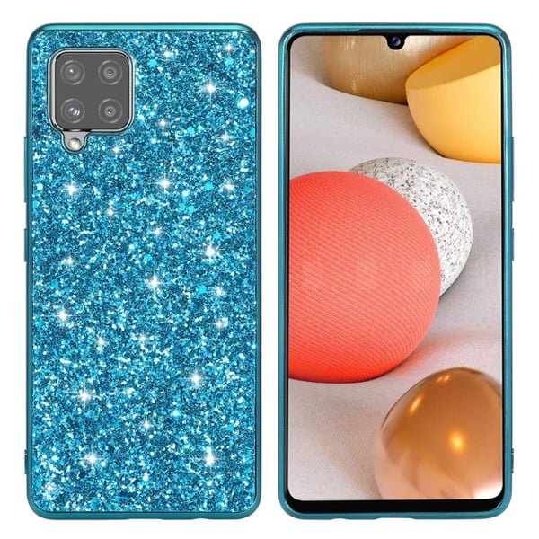 Glitter Samsung Galaxy A42 5G Etui - Blå