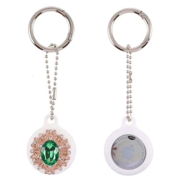 AirTags rhinestone TPU-cover med nøglering - Grøn