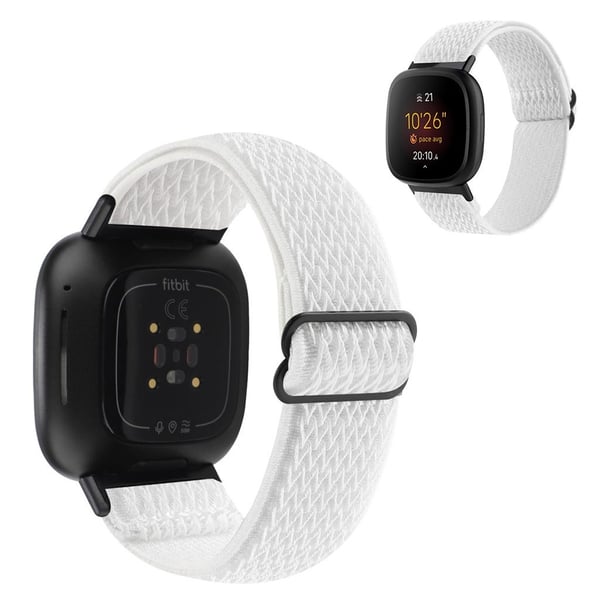 Fitbit Sense / Versa 3 klokkerem med bølgemønster i nylon - Hvit