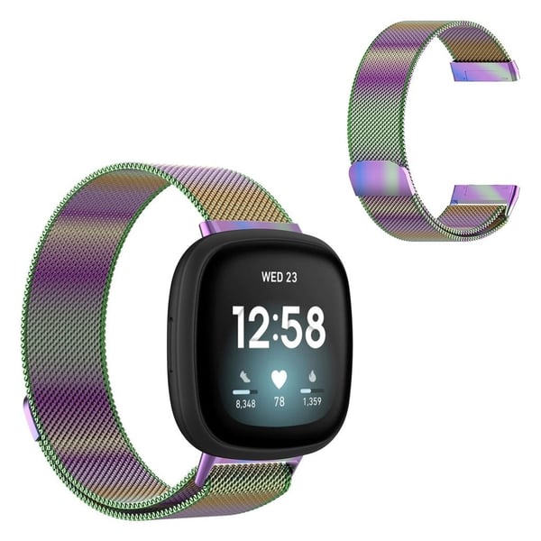 Fitbit Versa 3 klokkerem i rustfritt stål - Flerfarget / Størrelse: S
