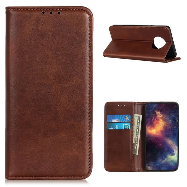 Wallet-style ægte Læder Flipcase til Xiaomi Redmi Note 9t / Note 9 5G - Kaffe