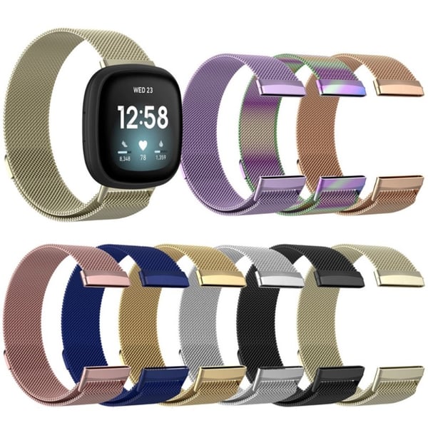 Fitbit Versa 3 klokkerem i rustfritt stål - Svart / Størrelse: S
