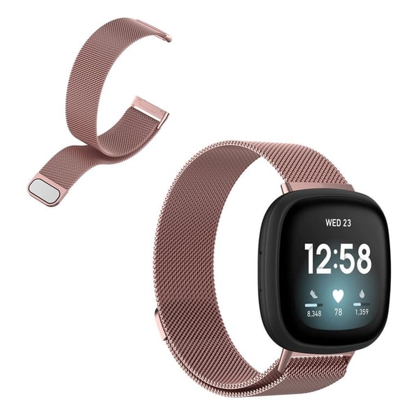 Milanese urrem i rustfritt stål Fitbit Sense / Versa - Rosa