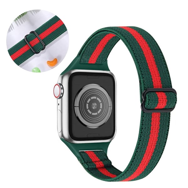 Apple Watch 42 mm - 44 mm klokkerem i nylon - Militærgrønn / Rød