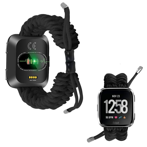 Fitbit Charge Versa flettet klokkerem - Helt Svart