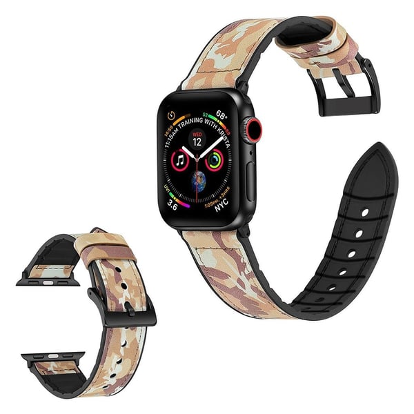 Apple Watch Series 6 / 5 44 mm mønsterarmbånd i skinn - Kamuflasje Brun