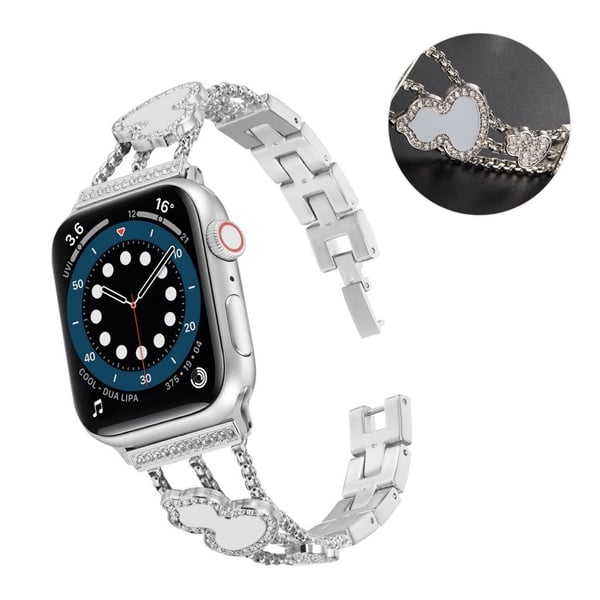 Apple Watch 40 mm urrem med rhinestone kalebassdekor - Sølv / Grå