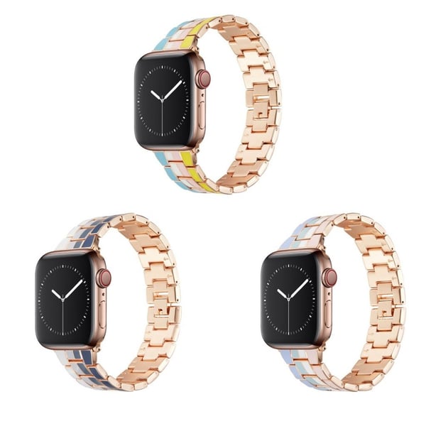 Apple Watch 42mm - 44mm regnbuefarget aluminiumslegering epoxy-klokkerem - Rosa / Grønn / Blå