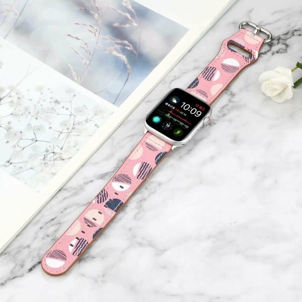 Apple Watch Series 6 / 5 40mm mønster ægte læder rem - Cute mønster