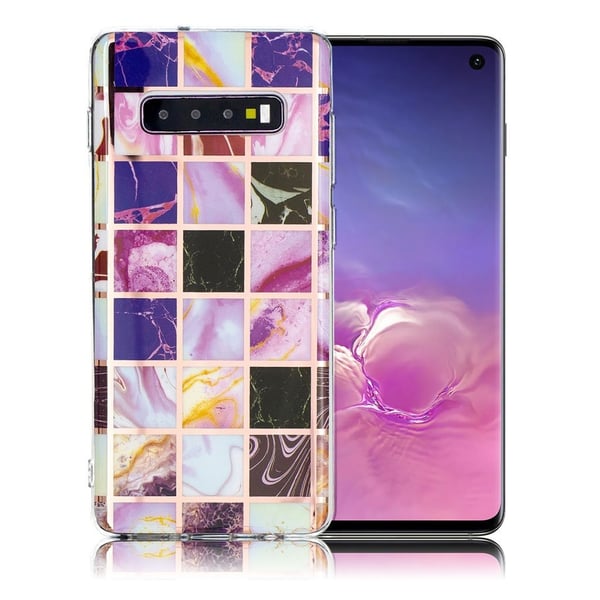Marble Samsung Galaxy S10 Etui - Klinkekuler i Firkanter Mønster