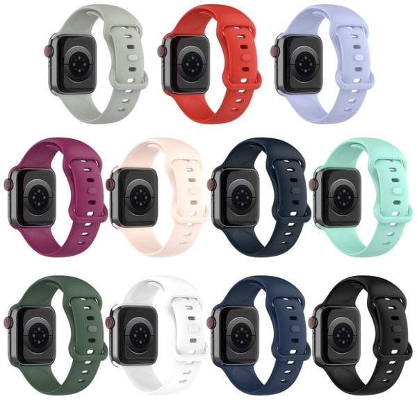 Apple Watch 42mm - 44mm ensfarget klokkerem i silikon - Cyan / Størrelse: S