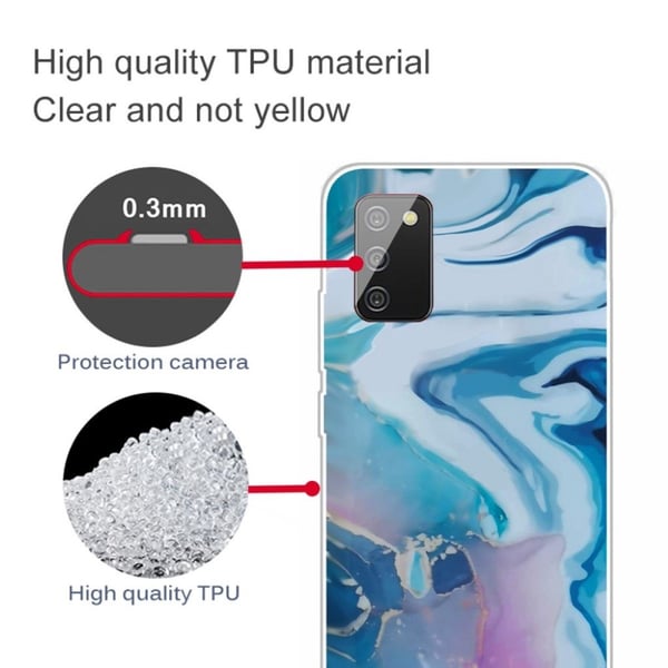 Marmordesign Samsung Galaxy A03s deksel - Blå Skvett
