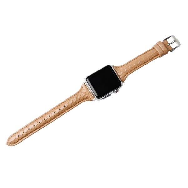 Apple Watch 42 mm - 44 mm klokkerem i lær i slangeskalastil - Rosa