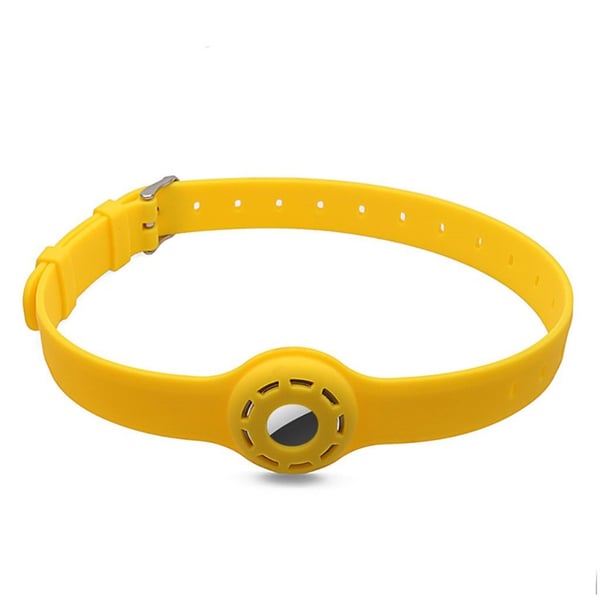 AirTags halsband för husdjur design silikonrem - Gul AirTags halsband för husdjur design silikonrem - Gul