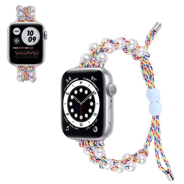 Apple Watch 42 mm - 44 mm nylonklokkerem med imitert perledekor - Fargerik