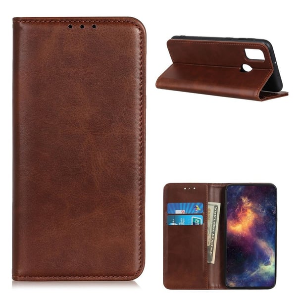 Wallet-style ægte Læder Flipcase til Motorola Moto G30 - Kaffe