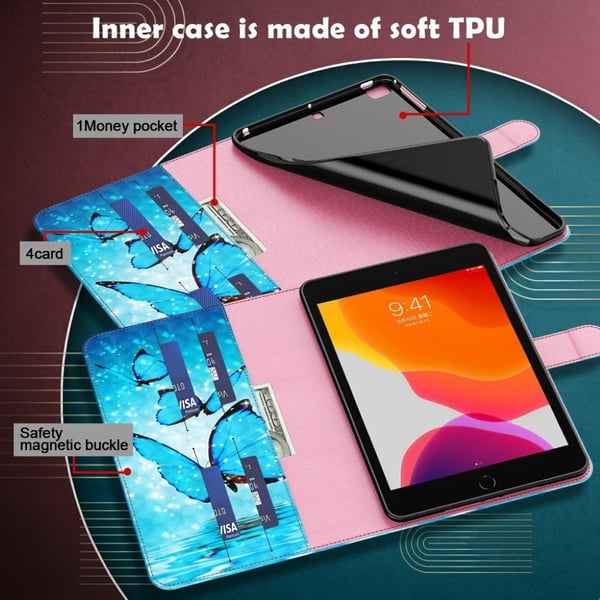 Lenovo Tab M10 Mønster Lær Flippetui - Blå Sommerfugl