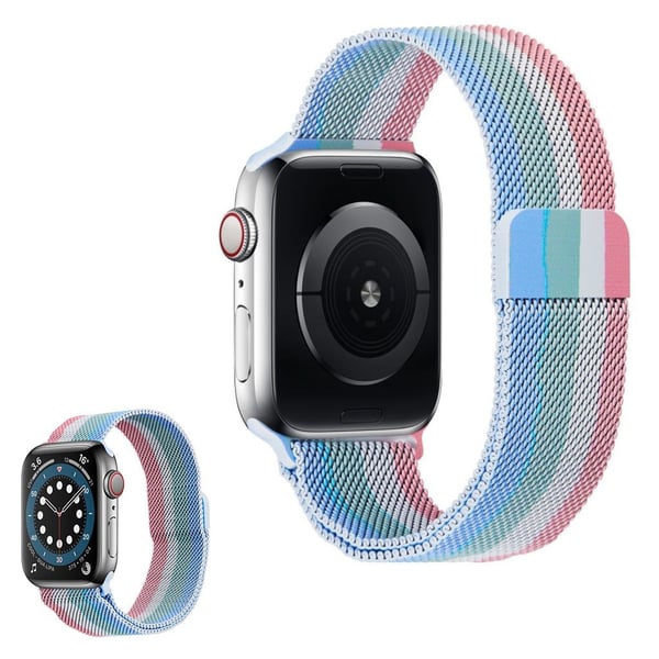 Apple Watch 40 mm klokkerem med regnbuelinje - Rosa / Hvit / Grønn / Blå
