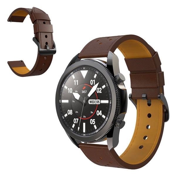 Samsung Galaxy Watch 3 (45 mm) urrem i ekte skinn - Kaffe