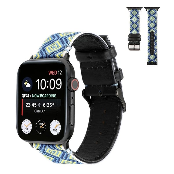 Apple Watch Series 6 / 5 40 mm etnisk urrem i ekte skinn - Blå