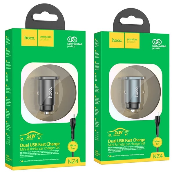 NZ4 Wise road dual port billader sett (Micro) - Metallgrå