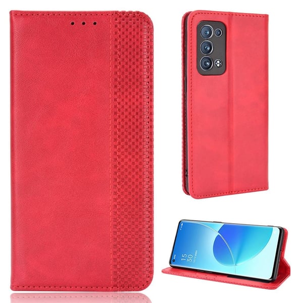 Bofink Vintage Oppo Reno6 Pro Plus 5G lærveske - Rød