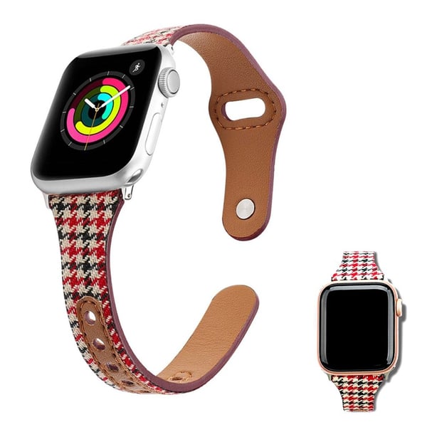 Apple Watch 40 mm klokkerem i skinn med liner-design - Red Swallow Gird