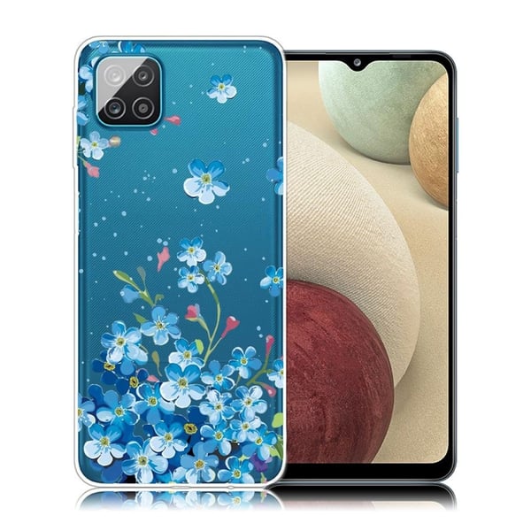 Deco Samsung Galaxy A12 5G kotelot - Sininen Kukka Deco Samsung Galaxy A12 5G kotelot - Sininen Kukka
