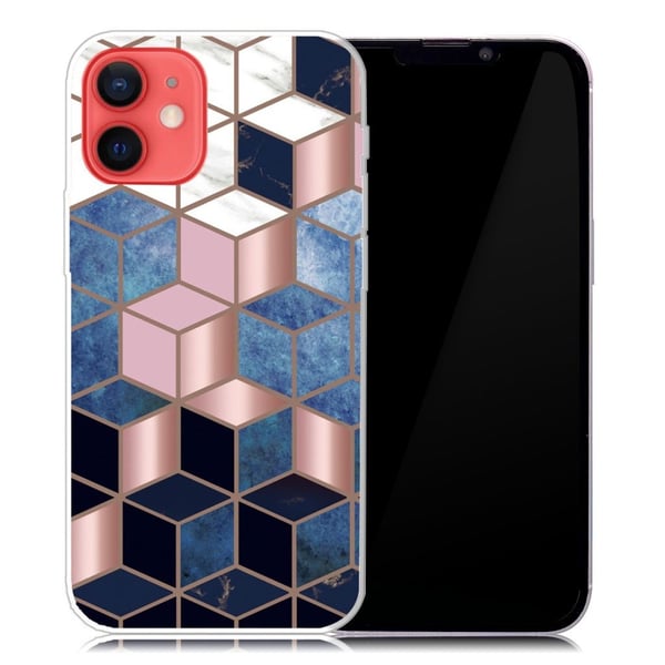 Marble design iPhone 13 cover - Blå/Guld Terning