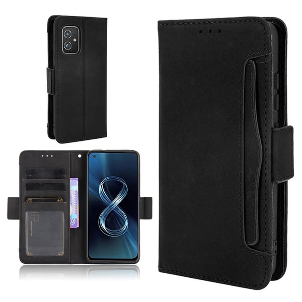 Modern-styled Lær Lommebok Etui til Asus Zenfone 8 - Svart