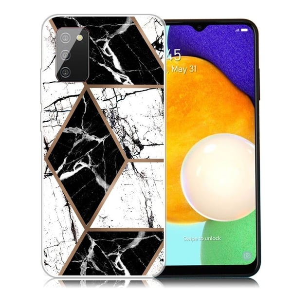 Marmordesign Samsung Galaxy A03s deksel - Svart Og Svart