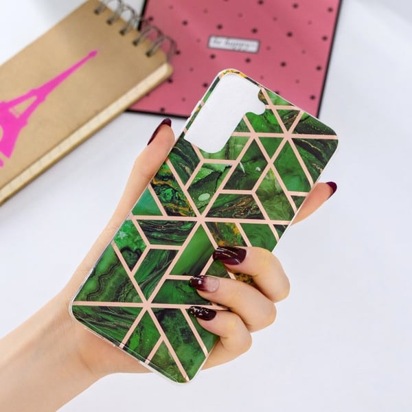 Marble Samsung Galaxy S21 Plus Etui - Grønn