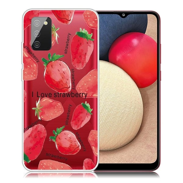 Deco Samsung Galaxy A02s Etui - Jordbær