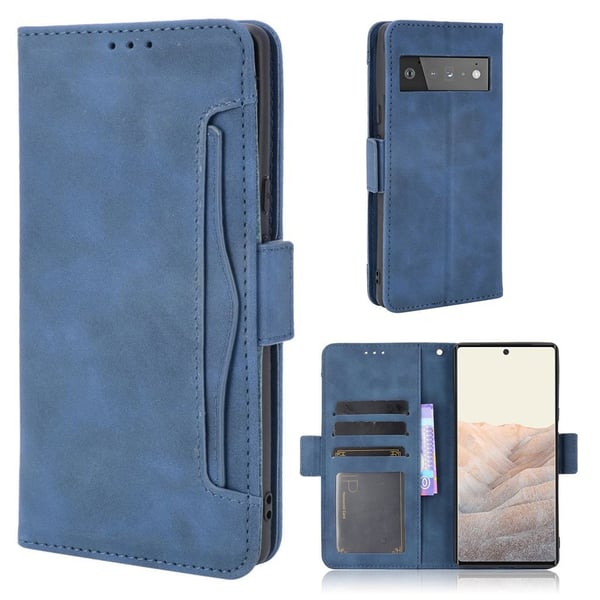 Lommebok-etui i moderne skinn-design Google Pixel 6 Pro - Blå