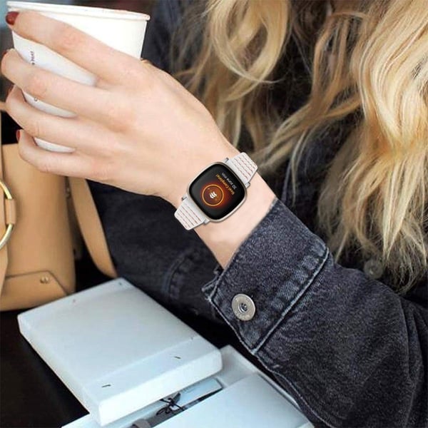 Fitbit Sense / Versa 3 trådklokkebånd i ekte skinn - Hvit