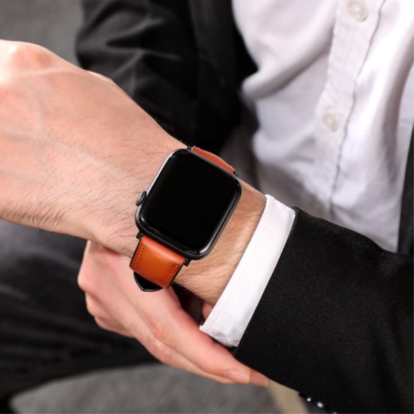 Apple Watch Series 6 / 5 44 mm komfortabelt lærarmbånd - Oransje / Svart