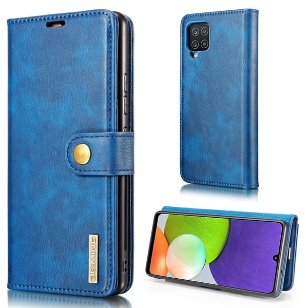 DG.MING Samsung Galaxy A22 4G 2-i-1 lommeboketui - Blå