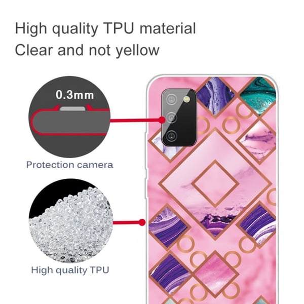 Marmordesign Samsung Galaxy A03s deksel - Rose I Diamantform