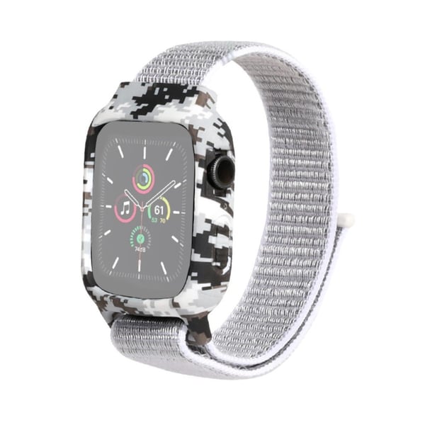 Apple Watch Series 6 / 5 44 mm unikt mønstret nylonklokkebånd - Hvit
